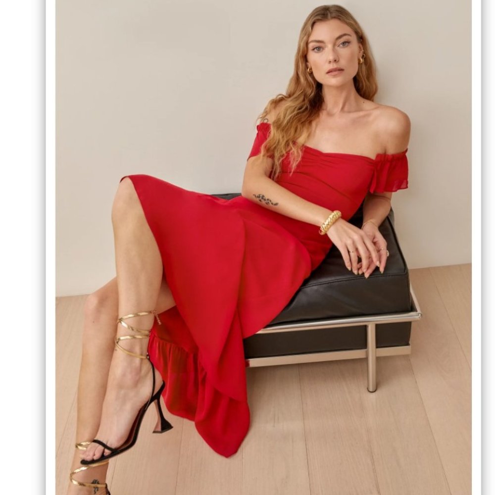 🆕 Reformation Butterfly Dress / Red / Size 4 / ✂🏷️ - Picture 4 of 4